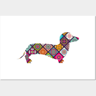 Floral Dachshund Sausage Dog Graphic Mandala Tee Posters and Art